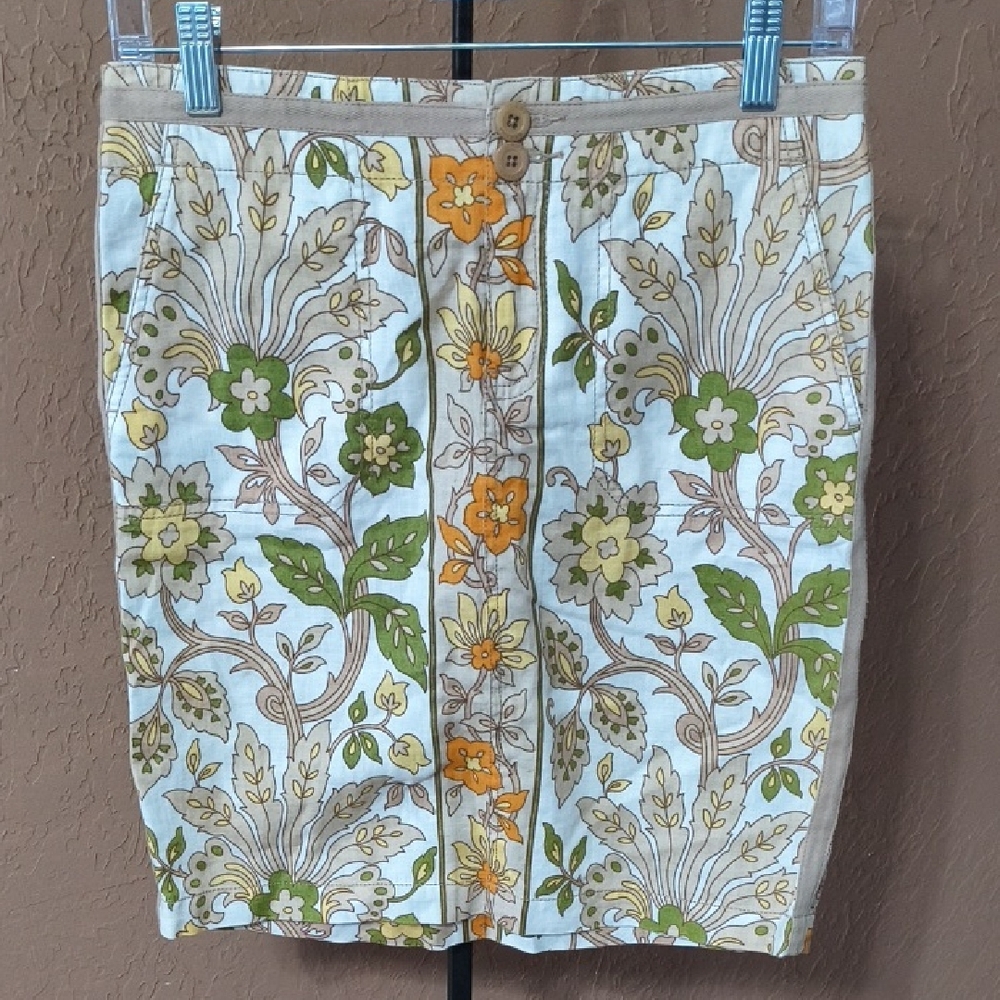 Tommy Bahama Floral Straight Linen Skirt Size 0